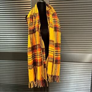 Kenzo Autumnal Textured Wool Blend Clueless Preppy, Gold, Pumpkin Orange Plaid